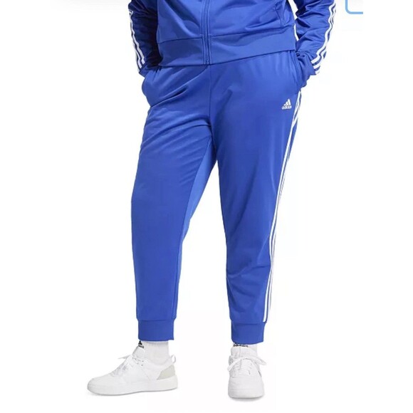 Adidas Women's Plus size Warm-Up Slim Tapered 3-Stripes Track Pants Blue 2X - Picture 1 of 12